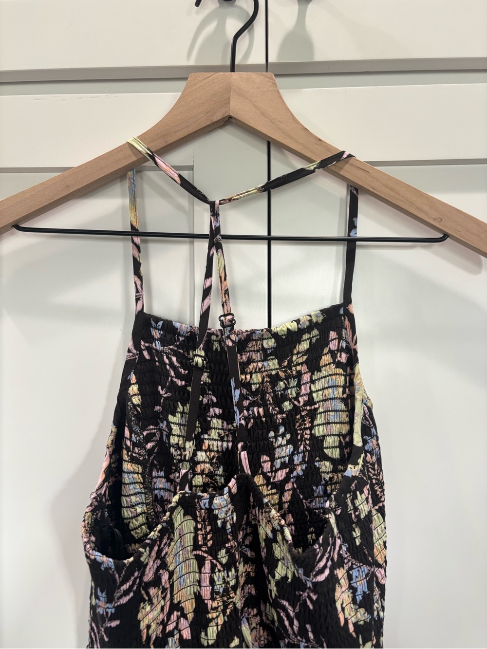Free People Black Maxi Dress with Pastel Floral Pattern - Picture 2 of 9